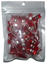Pack of 50 small red quilt clips