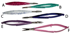 Coloured Squissors pack of 6 with Curved blade